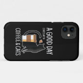 Good Day Starts With Coffee And Cats Funny Cute Case-Mate iPhone Hülle (Rückseite (Horizontal))