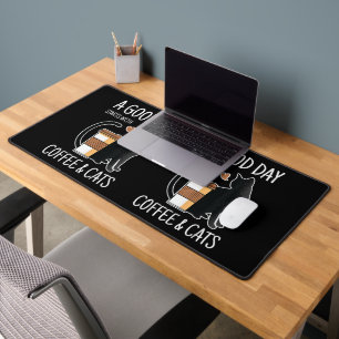 Good Day Starts With Coffee And Cats Funny Cute Schreibtischunterlage