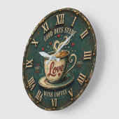 Good Days Start with Coffee Große Wanduhr (Winkel)