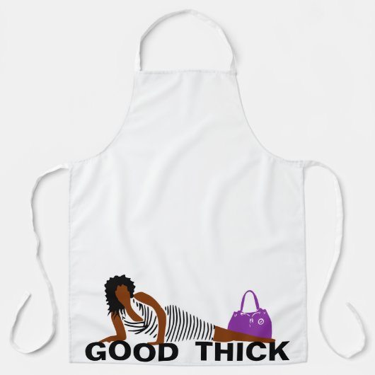 Good Diick - Frau in schwarz gestreiftes Kleid Erw Schürze (Vorderseite)