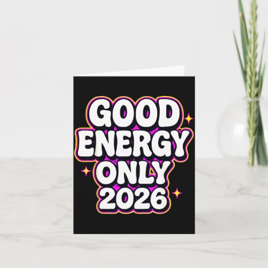 Good Energy Only 2026 Retro Bubble Letter Design Karte (Vorderseite)