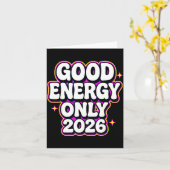 Good Energy Only 2026 Retro Bubble Letter Design Karte (Gelbe Blume)