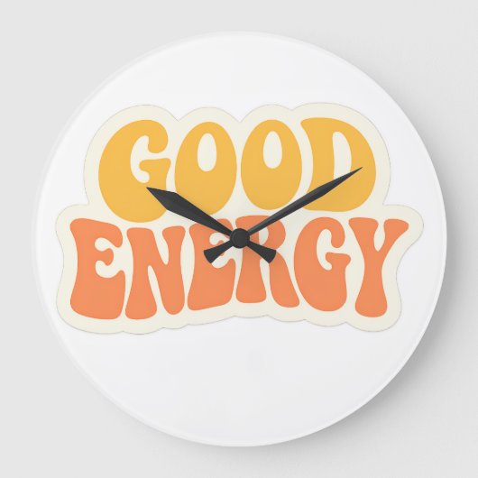 GOOD ENERGY Retro Wellentext – Große Uhr (Vorderseite)