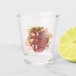 "Good Fortune" Chinesischer Drache und Luck-Symbol Schnapsglas
