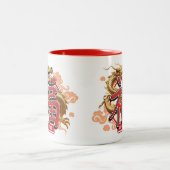 "Good Fortune" Chinesischer Drache und Luck-Symbol Zweifarbige Tasse (Mittel)