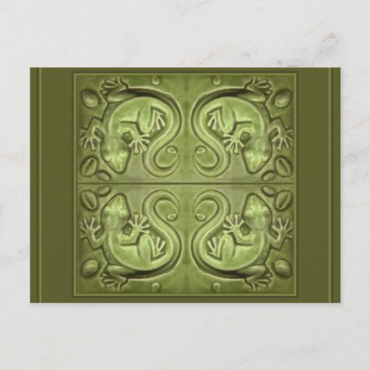 Good Fortune Lizard Tiles Postkarte (Vorderseite)