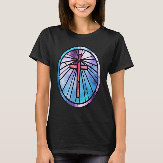 Good Friday Stained Glass Cross T-Shirt (Vorderseite)