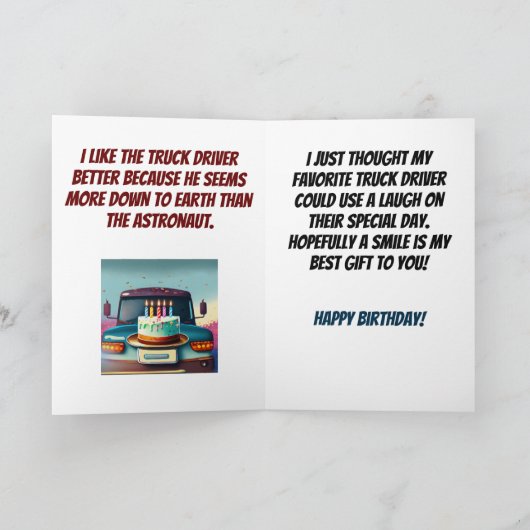 Good Friend LKW Fahrer Funny Birthday Karte (Innenseite)