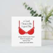 Good Friends Are Like Bras, Funny Friendship Card Karte (Stehend Vorderseite)