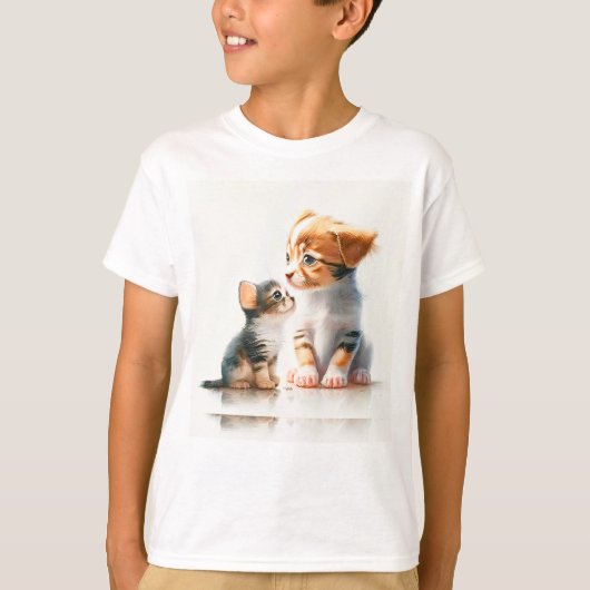 Good Friends Puppy And Kitten T-Shirt (Vorderseite)