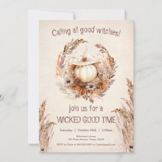 Good Hexenkürbis Halloween Girls Night Party Einladung (Vorderseite)