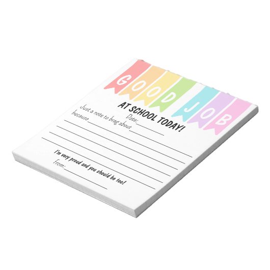 Good Job At School Today Brag Notes Notizblock (Rotiert)