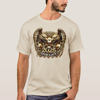 Good Luck 2025 Doppeladler Totenkopf Gold T-Shirt