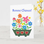 Good Luck Card, French Greeting - Flower Power Karte (Gelbe Blume)