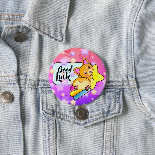 Good Luck Corgi on Cosmic Star Button (Beispiel)