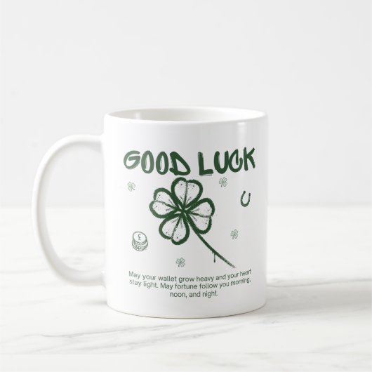 Good Luck Four-Leaf Clover Coffee Kaffeetasse (Links)