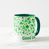 Good Luck Four Leaf Clover Shamrocks Personalized Tasse (VorderseiteRechts)