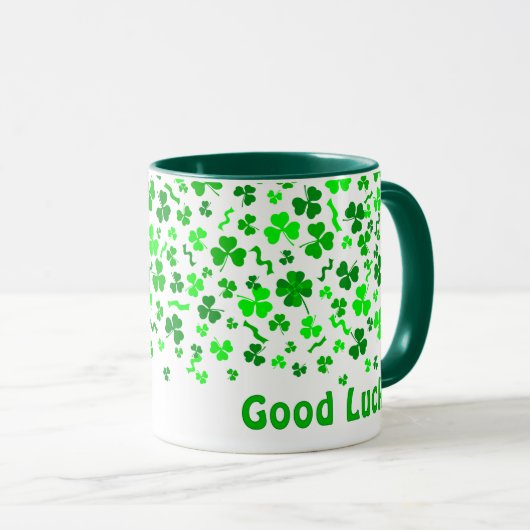 Good Luck Four Leaf Clover Shamrocks Personalized Tasse (VorderseiteRechts)