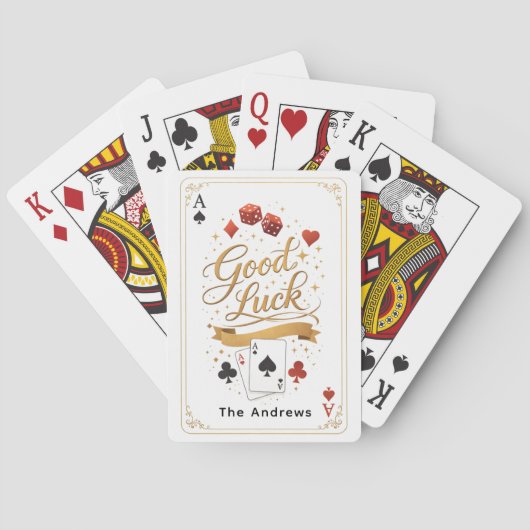 Good Luck Poker Card Design – Elegant Casino Typog Spielkarten (Rückseite)