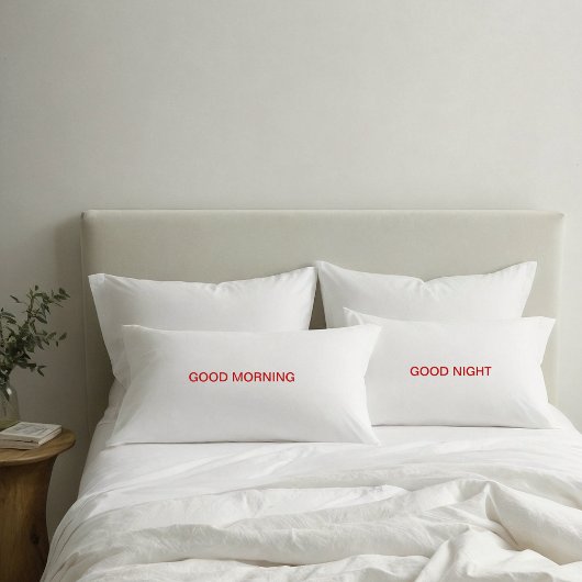 Good Morning and Good Night Red Text Pillowcases Kissenbezug