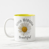 Good Morning Beautiful White Daisy Zweifarbige Tasse (Links)