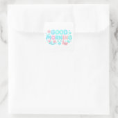 Good Morning Glossy Pastel Ocean Text Quadratischer Aufkleber (Tasche)