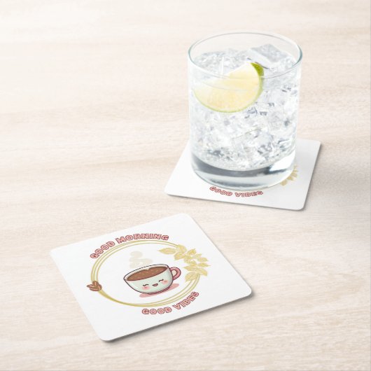 Good morning Good Vibes Coaster Rechteckiger Pappuntersetzer (Vor Ort)