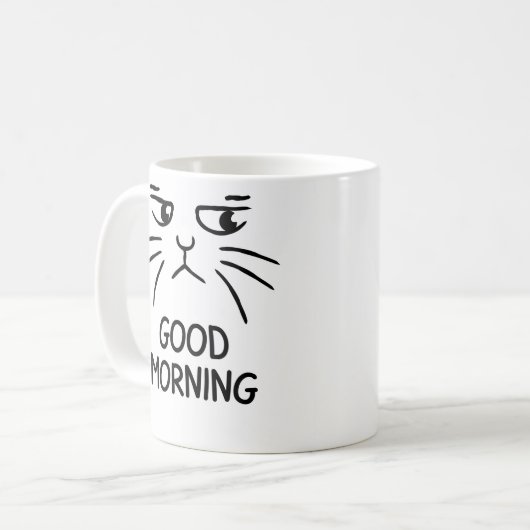 Good Morning – Grumpy Cat Face Coffee Mug Kaffeetasse (Vorderseite Links)