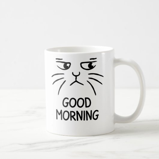 Good Morning – Grumpy Cat Face Coffee Mug Kaffeetasse (Rechts)