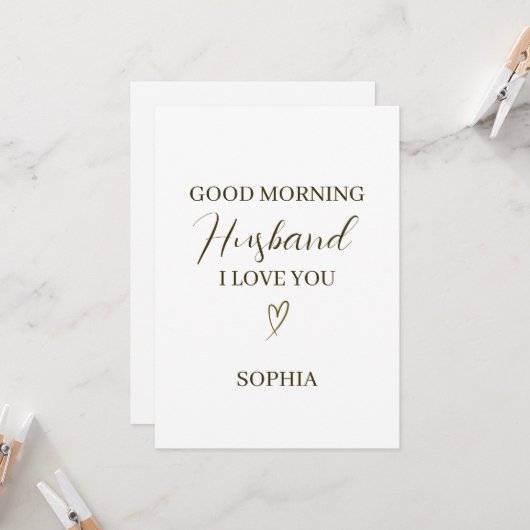 Good Morning Husband Personalized Romantic Gift Karte (Vorderseite/Rückseite Beispiel)