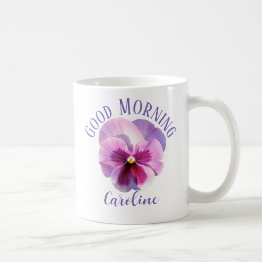 Good Morning Individuelle Name Pansy Kaffeetasse (Rechts)
