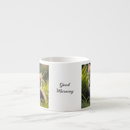 "Good Morning" Kitten Espressotasse (Vorderseite)