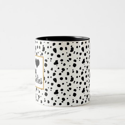 Good Morning Lovelies Trendy Dalmatiner Spots Zweifarbige Tasse (Mittel)