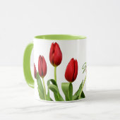 Good Morning Mom Red Tulip Flowers Tasse (Vorderseite Links)