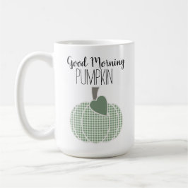 Good Morning Pumpkin Soft Sage Green Gingham Karie Kaffeetasse