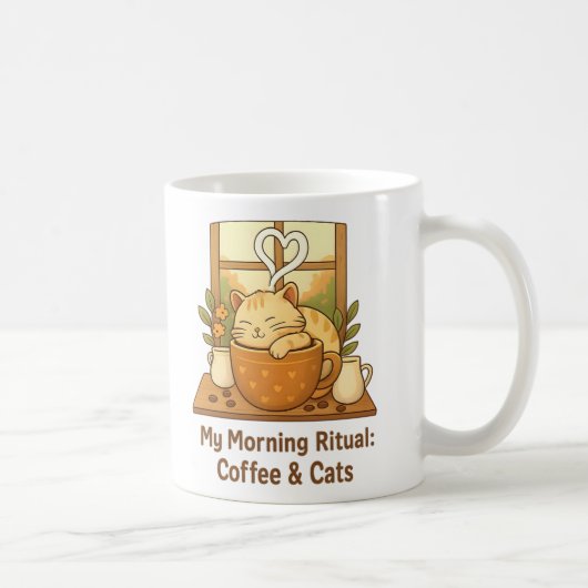 Good Morning Ritual Mug: Cozy Cat in Coffee Cup | Kaffeetasse (Rechts)