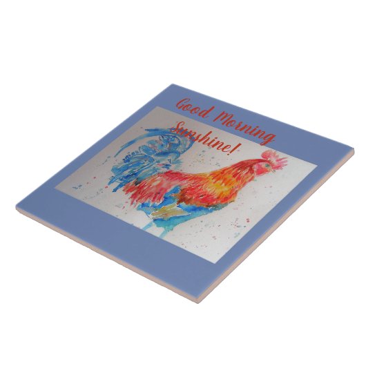 Good Morning Sunshine Blue Red Rooster Tile Fliese (Seite)