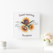 Good Morning Sunshine Clock Quadratische Wanduhr (Zuhause)