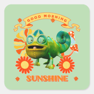 Good Morning Sunshine Funny Chameleon Quadratischer Aufkleber
