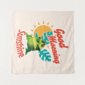 Good Morning Sunshine Funny Chameleon Wandteppich (Vorderseite (Horizontal))