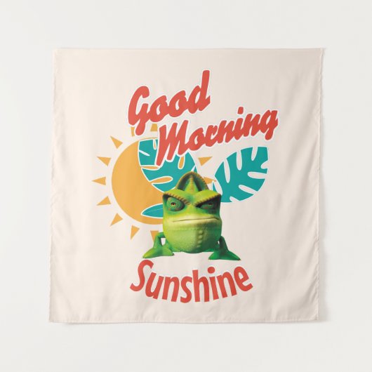 Good Morning Sunshine Funny Chameleon Wandteppich (Vorderseite)