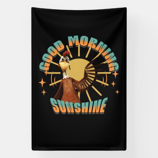 Good Morning Sunshine Funny Rooster Banner (Vertikal)
