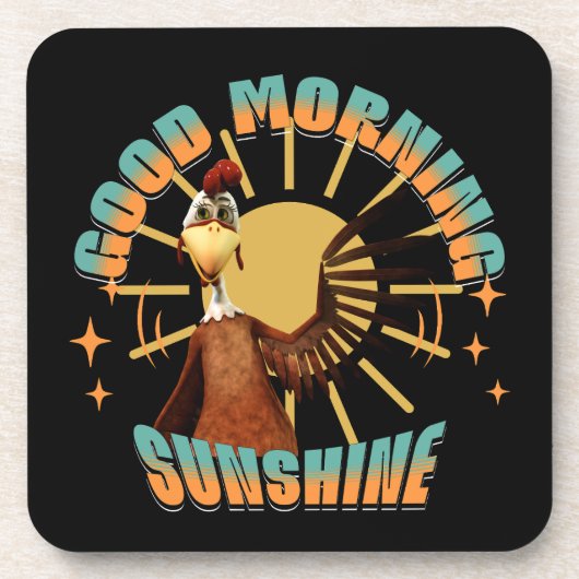 Good Morning Sunshine Funny Rooster Getränkeuntersetzer (Vorderseite)