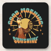 Good Morning Sunshine Funny Rooster Getränkeuntersetzer (Vorderseite)