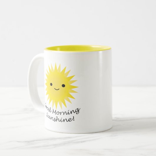Good Morning Sunshine Kawaii Sun Zweifarbige Tasse (Vorderseite Links)