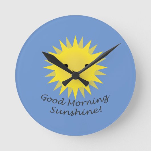 Good Morning Sunshine Niedlich Kawaii Sun Runde Wanduhr (Vorderseite)
