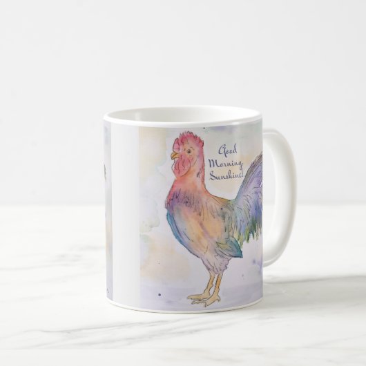 Good Morning Sunshine Rooster Kaffeetasse (VorderseiteRechts)