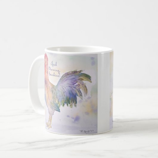 Good Morning Sunshine Rooster Kaffeetasse (Vorderseite Links)