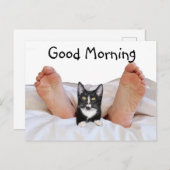 Good Morning Tuxedo kitty Postkarte (Vorne/Hinten)
