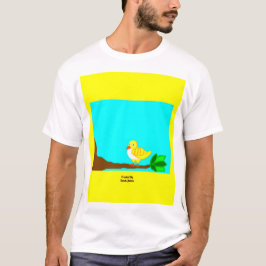 Good Morning Yellow Bird Men White Basic T Shirt